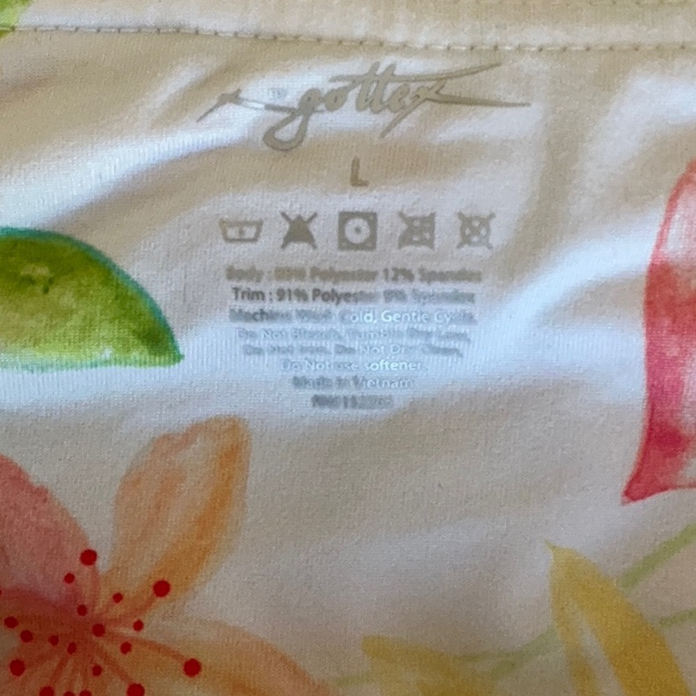 NWOT Gottex Floral Athletic/Casual Skort in White with Coral, Yellow & Green - Picture 3 of 8